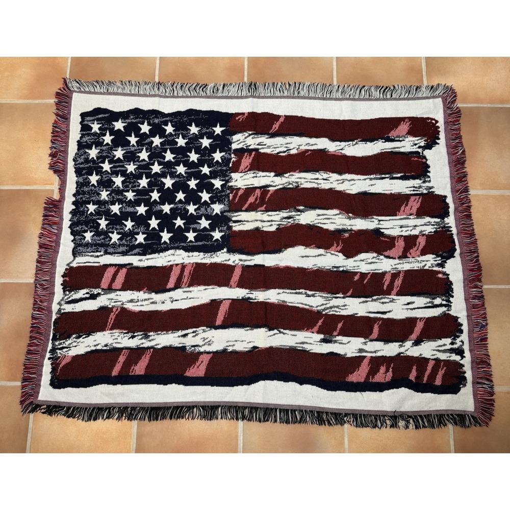 American Flag Vintage Tapestry Throw Blanket Patriotic USA‎ Northwest Company